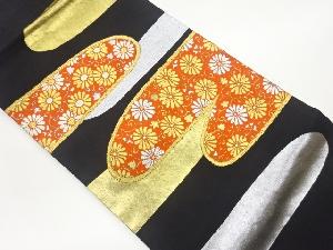 ヱ霞に菊唐草模様織出し名古屋帯